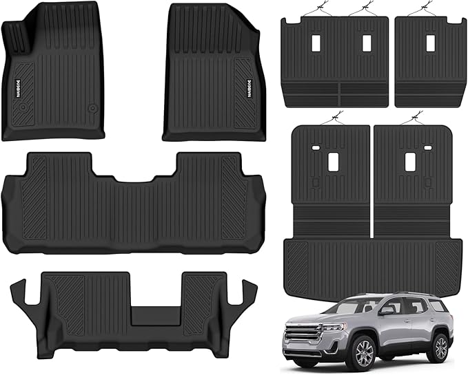 Naibeve Floor Mats for 2017-2023 GMC Acadia 7 Seats Bench Seats - All Weather Floor Mats Cargo Mat 2nd & 3rd Row Backrest Mats