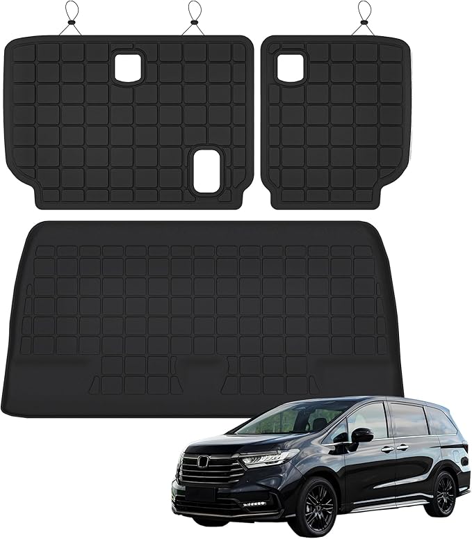 Cargo Mat for 2011-2025 Honda Odyssey & Backrest Mat,TPE All Weather Protection Car Trunk mat Covering The Backrest Accessories - Black