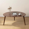 Wayshome Small Oval Coffee Table, Mid Century Modern Coffee Table for Living Room, 100% Solid Oak Wood Side Table End Tables for Home (Walnut Wood Color, 33.46''x22.83''x15.74'')