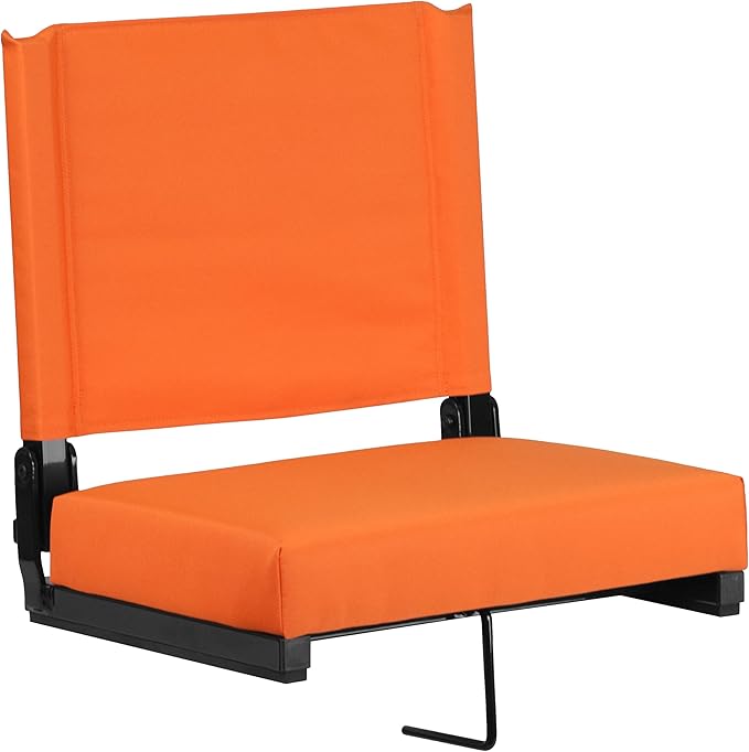 Flash Furniture Grandstand Portable Stadium Seat for Bleachers or Benches, Folding Padded Stadium Chair with Carrying Handle, 500 lb. Weight Capacity, Orange