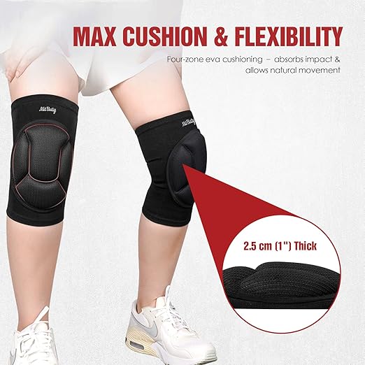MitButy Protective Knee Pads for Men, Women & Kids – 1 Pair Thick Foam Cushioned Pads for Volleyball, Dance, Gardening, Wrestling & Kneeling – Durable Protection for Work & Sports (L: 22–25")