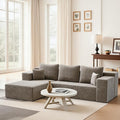 106'' Boneless Couches for Living Room, L Shaped Modular Sectional Sofa with Chaise Lounge, Faux Rabbit Fur & Layered Cushion Deep Seat Cloud Couch, No Assembly (Light Coffee, Left Facing Chaise)