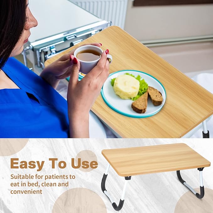 2 Pcs Foldable Laptop Table Lap Desk Mini Bed Table Portable Bed Tray Laptop Stand for Bed for Couch Sofa Working Reading Eating Children Workers School Classroom Home Office Supplies (Wood Color)