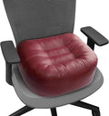 YOUFI Leather Seat Cushion Extra-Thick Booster for Office Chair to Rise Height - Full Filling for Support - with Breathable Cover, Handle and Buckle - Relieves Back Pain – 18"x16"x6" (Red)