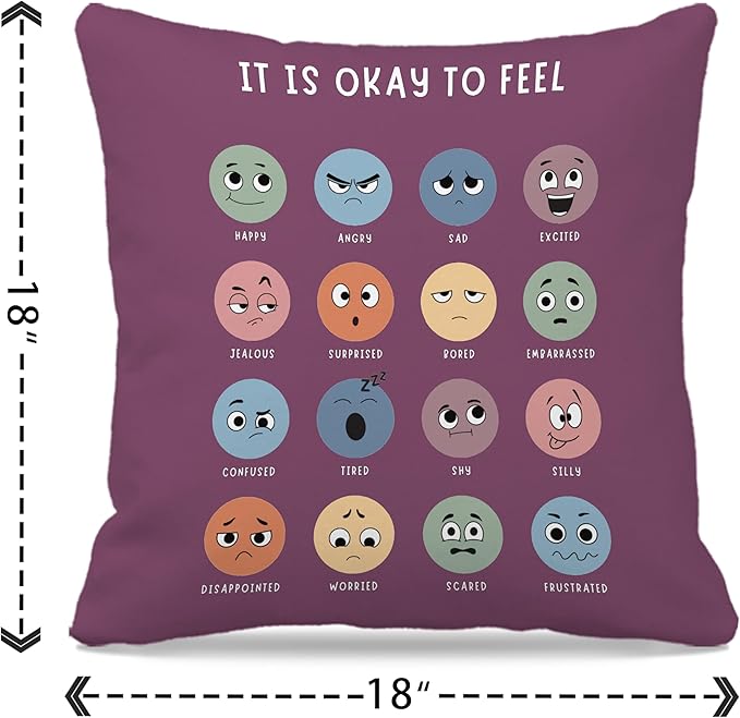 Nogrit Counseling Office Must Haves Pillow Cover, Calming Corner, Mental Health Pillowcase Decor for Home Kids,Mental Health Counselor Gifts, Calming Corner Pillow Covers 18x18 Dark Purple