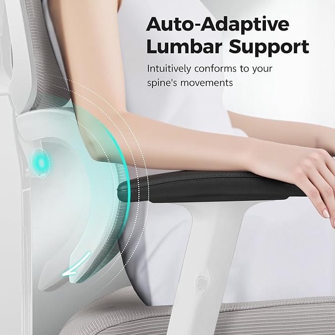 Ergonomic Office Chair High Back Desk Chair with Lumbar Support, Breathable Mesh Computer Chair with Adjustable Armrests Height, Reclining Swivel Big and Tall Gaming Chair for Home Office(Gray)
