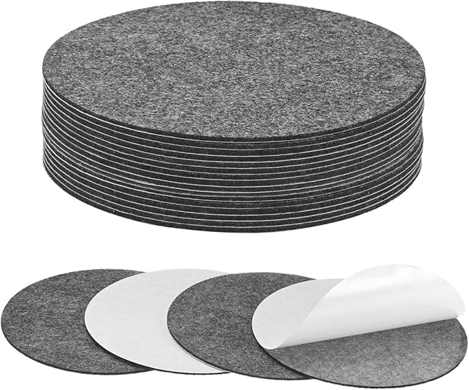 20-Pack Lamp Base Felt, 5.5 Inch Dia. 2mm Thick Self Adhesive Round Fabric Felt Pads for Lamp/Furniture/DIY, Non-Slip Fiber Backed Patch Circles with Adhesive Backing [Grey]