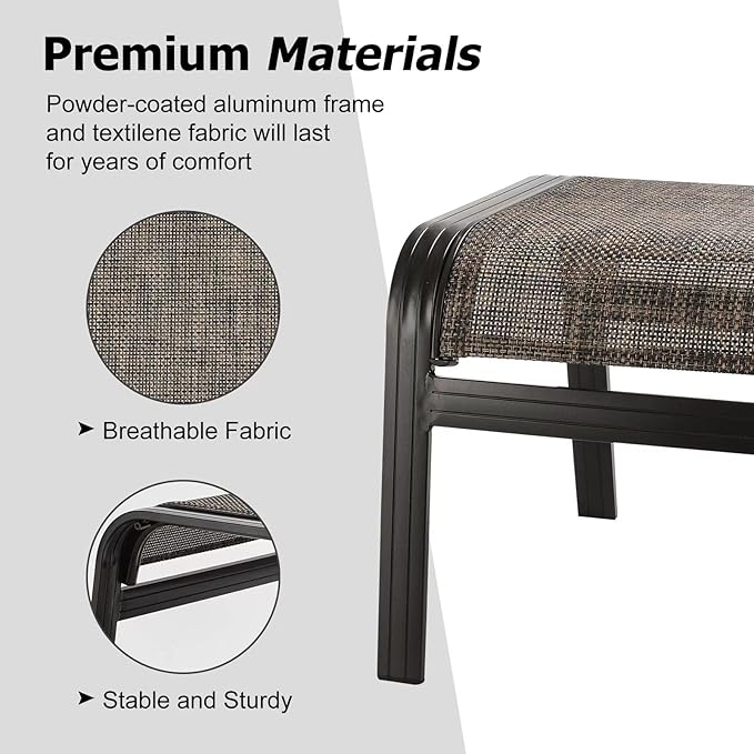 Deguifei Patio Footstools Outdoor Foot Rest Aluminum Ottomans Samll Seat Wicker Furniture Patio Ottoman 2 Pieces Brown