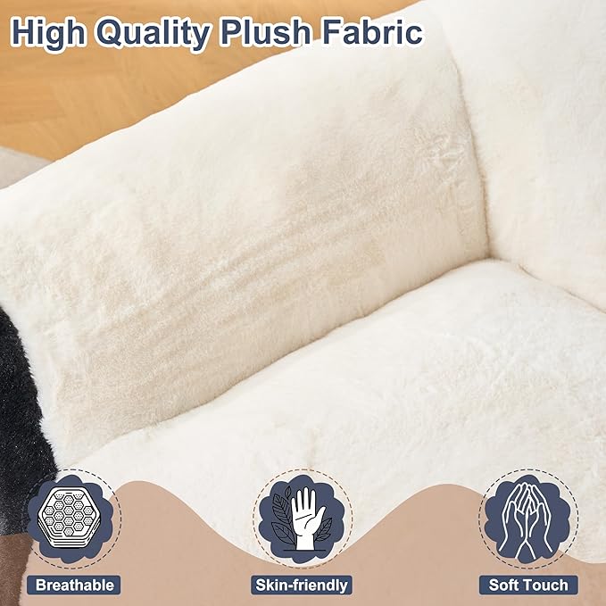 Bean Bag Chair for Kids,Comfy Reading Nook Chairs for Bedroom,Animal Floor Chairs, Faux Fur Panda Bear Shaped Beanbag Chairs for Children,Teen Fun Plus Bean Bag Couch for Bedroom,Living Room