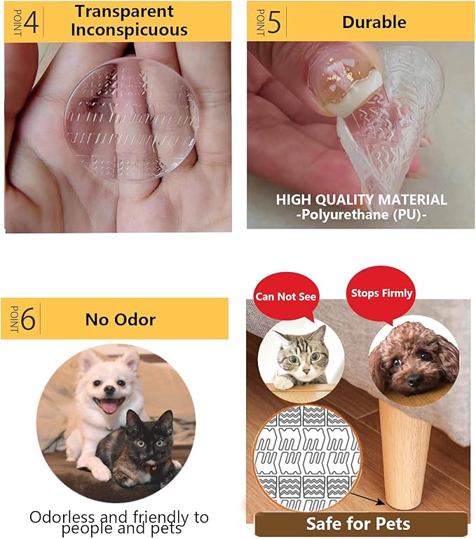 Non Slip Furniture Pads, 12 PCS Clear No Skid Furniture Grippers, Self Adhesive Anti Slip Furniture Pads, Anti Slide Hardwood Floors Protectors for Keep Couch Stoppers (1.57Inch Round)