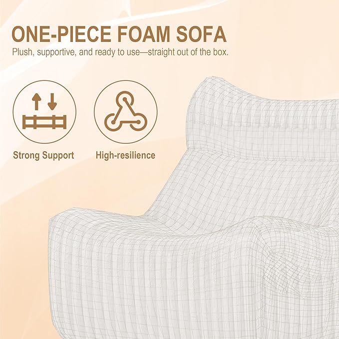 Bean Bag Chairs, Giant Bean Bag Chair for Adults, Memory Foam Lounge Chair, Comfy Lazy Floor Chair, Bean Bag Sofa for Living Room, Bedroom and Office, Single Bean Bag (White)