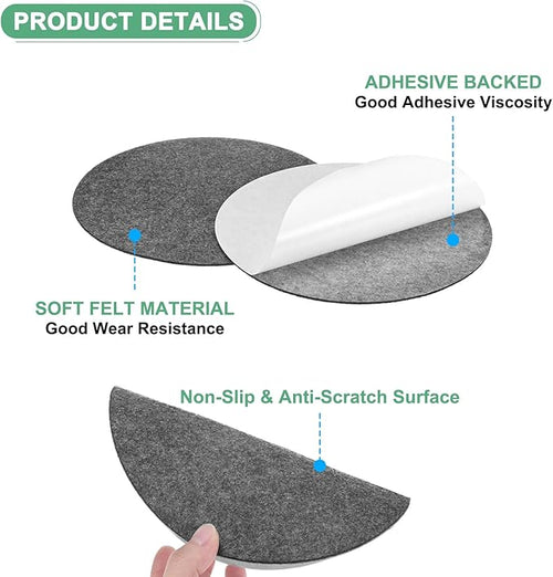 30-Pack Lamp Base Felt, 7 Inch Dia. 2mm Thick Self Adhesive Round Fabric Felt Pads for Lamp/Furniture/DIY, Non-Slip Fiber Backed Patch Circles with Adhesive Backing [Grey]