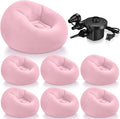 Realspring 6 Pcs Inflatable Bean Bag Chairs for Adults with Electric Air Pump, Blow up Couch Folding Portable Inflatable Couch Lazy Sofa for Outdoor Movie Nights Camping Room (Pink)