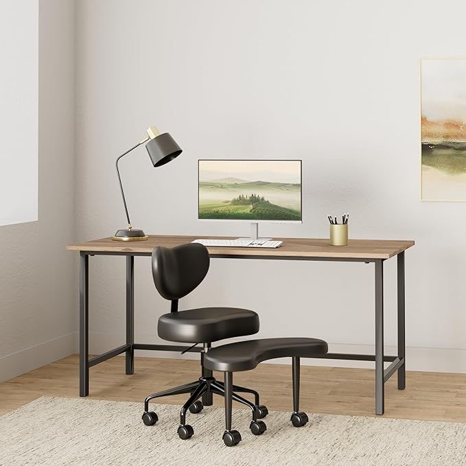 Pipersong Meditation Chair Plus, Cross Legged Chair with Wheels, ADHD Chair, Criss Cross Desk Chair with Lumbar Support and Adjustable Stool, Flexible Design for Fidgety Sitters, Black