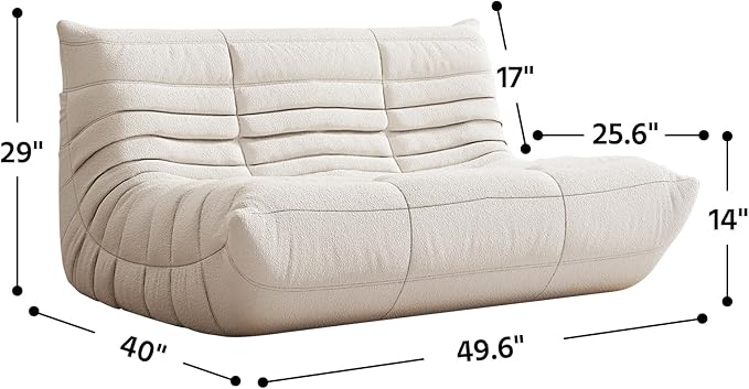 Bean Bag Chair, Fireside Chair, Large Bean Bag Chair for Adults, Bean Bag Chairs for Teens with High-Resilience Foam, Non-Slip Base Floor Lounge Sofa,Living Room (White, Loveseat)