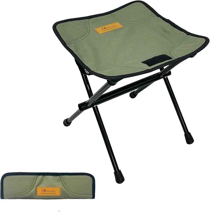 MOON LENCE Collapsible Stool, Compact Folding Stool with Storage Bag, Lightweight Camping Stool Small Portable Seat for Camping, Hiking, Fishing, Gardening, Outdoor Green