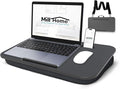 Millhome Lap Desk | Portable Laptop Desk – Fits Up to 17.3" Laptops – Washable Cushion, Adjustable Strap, Phone Holder – Ideal for Short Road Trips or Writing, Working, Reading on Bed, Couch – Black