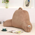 PAJEO Reading Pillow for Sitting in Bed, Large Backrest Reading Pillow with Arm Rest,Back-Rest Support Cushion for Sit Up on Couch, Sofa, and Floor, Dorm Essentials (Khaki Faux Fur, Standard(17"))