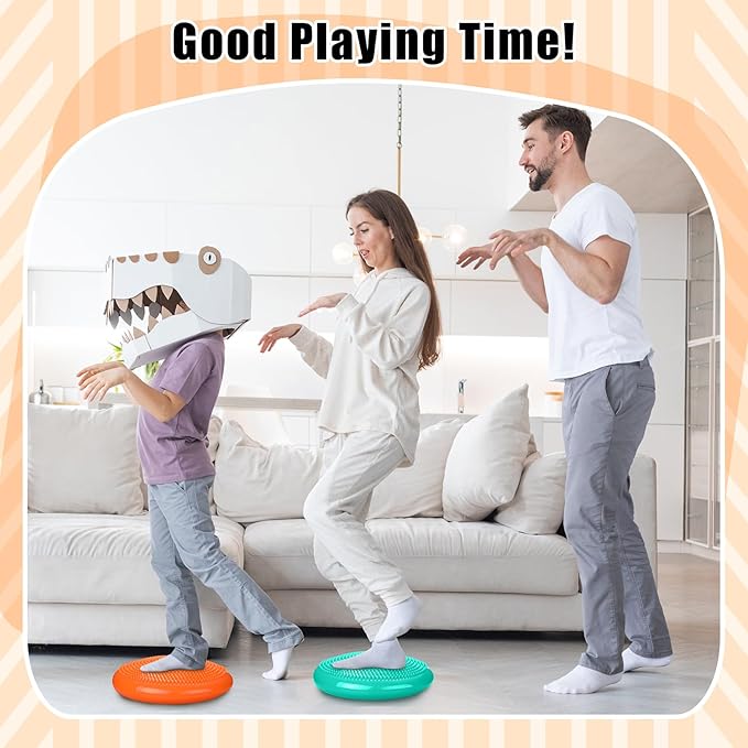 Silipull 2 Pcs Wiggle Seat Inflated Wobble Cushion Flexible Balance Disc with Air Pump for Core Stability Strengthening Improving Posture Physical Exercise