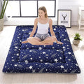 Japanese Floor Mattress,Thicken Japanese Floor Sleeping Pad Foldable,Roll Up Tatami Mat Easy to Store and Portable,Futon Mattress Suitable for Camping and Guest Room (Starry Blue, Twin (80" x 36"))