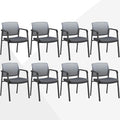 CLATINA Mesh Back Stacking Arm Chairs, Office Reception Guest Chair, Desk Chair No Wheels Ergonomic Lumbar Support and Thickened Seat Cushion for Waiting Conference Room Grey (8 Pack)