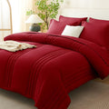CozyLux King Comforter Set - 7 Pieces Bed in a Bag Dark Red Comforter Set with Sheets Luxury Bed Set All Seasons, Soft Bedding Set with Down Alternative Comforter, Sheets, Pillowcases & Shams