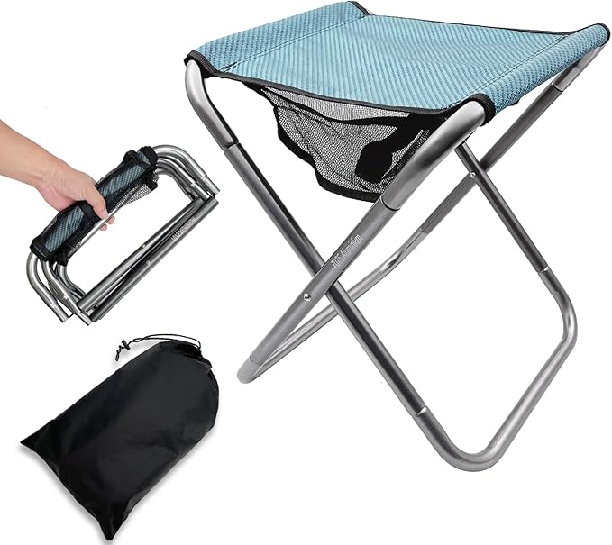 XHKDSYMC 16 Inch Tall Portable Folding Camping Stool - Aluminum Alloy Lightweight Seat With Carry Bag for Fishing, Outdoor Camping, Hiking and BBQ - Red