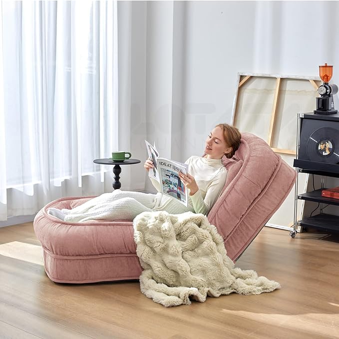 LouannTatami Foldable Lazy Sofa Bed Floor Chair - Adjustable Human Dog Bed for Adults Kids Floor Seats - Cozy Small Couch for Home Living Room(Pink)