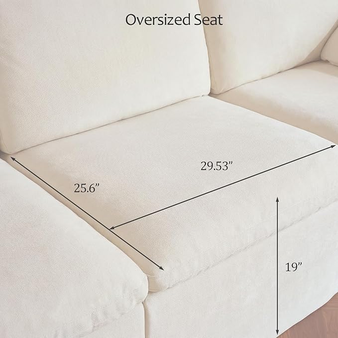 ANONER 108" Cloud Sectional Couches for Living Room, Modular U Shaped Boneless Couch with 2 Ottomans, Deep Seats Chenille Modern Sofa, No Assembly Cloud Couch, Convertible, Beige