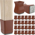 CHWM Square Chair Leg Protectors for Hardwood Floors, 16 Pcs Silicone Felt Furniture Leg Cover,3/4" -7/8", Brown.