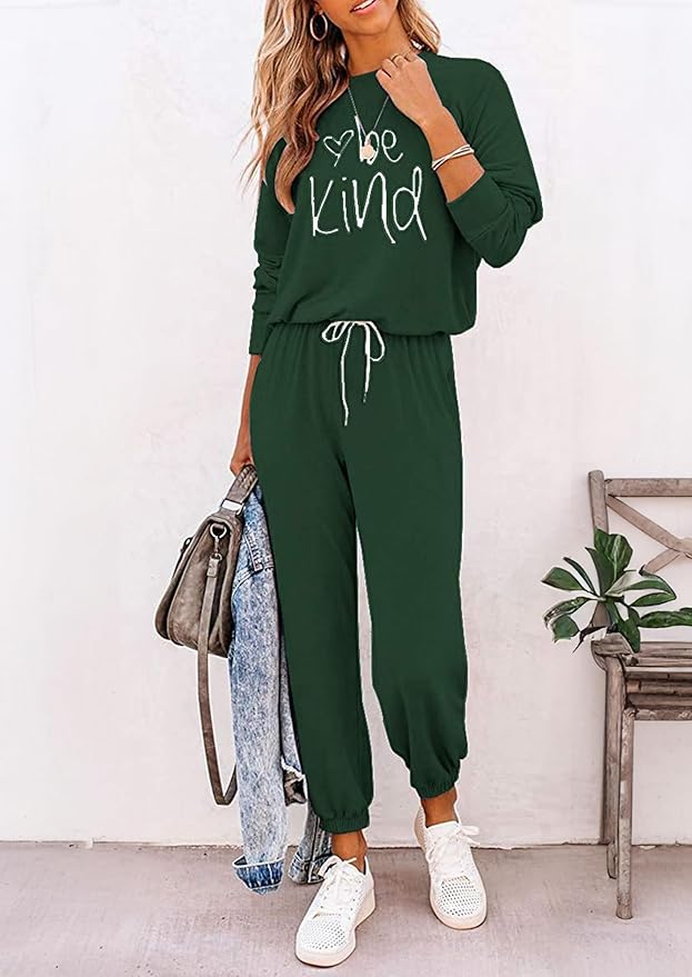 PRETTYGARDEN Women Fall 2 Piece Lounge Outfit Long Sleeve Tops High Waisted Jogger Pants Set Spring Travel Clothes Tracksuit