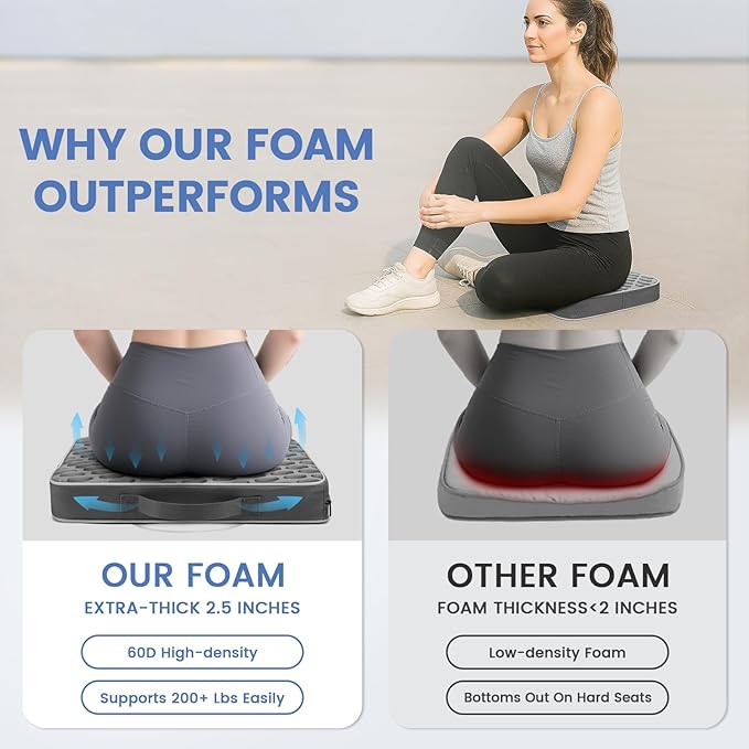 Stadium Seat Cushions - Portable Bleacher Cushions with 2.5" Extra Thick High-Density Foam and Massage Dots, Fashion Outdoor Seat Cushions for Sports Events, Travel, Camping, Chairs - 3 Pack