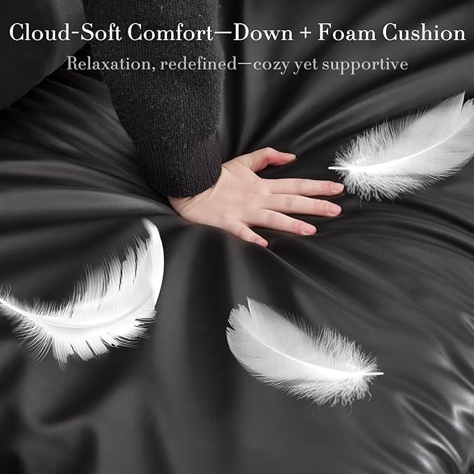 CIMOTA 80'' Faux Leather Loveseat Sofa for Living Room, Modern 2 Seater Small Cloud Couch for Bedroom/Small Space/Apartment, Comfy Office Couches with Upholstered Cushions, Minimalist Style, PU Black