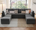 LINSY HOME Modular Sectional Sofa Oversized, Removable Cover Living Room Couches with Storage Deep Seat & Ottoman Chaise L/U Shaped Sofa Modern Couch (Dark Grey, 6 Seats & 2 Ottomans)