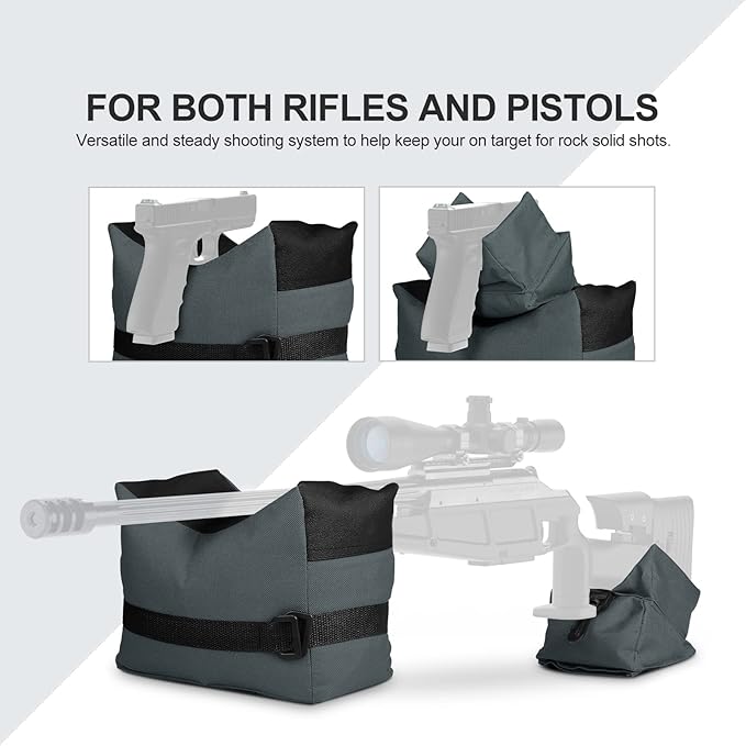 Twod Outdoor Shooting Rest Bags - Target Sports Bench Rest with Front & Rear Support SandBag Stand Holders for Gun Rifle Shooting Hunting Photography - Unfilled