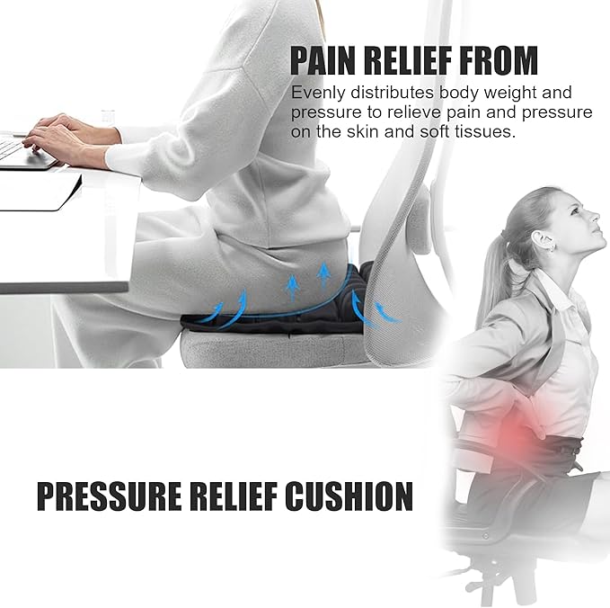 Inflatable Seat Cushion,Upgrade Travel Cushion for Airplane Without Air Pump,Pressure Relief Seat Cushion,Coccyx Tailbone Pain Relief,Cushion for Long Applicable to Various Scenarios