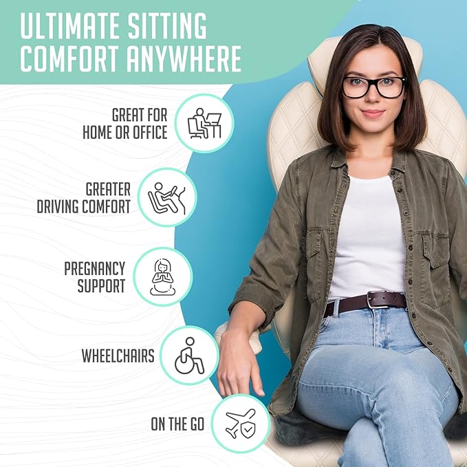 Premium Foldable Piriformis Seat Cushion - Piriformis Pain and Sciatic Pain Relief Cushion - for Home & Office Use, Perfect for Travel or Driving