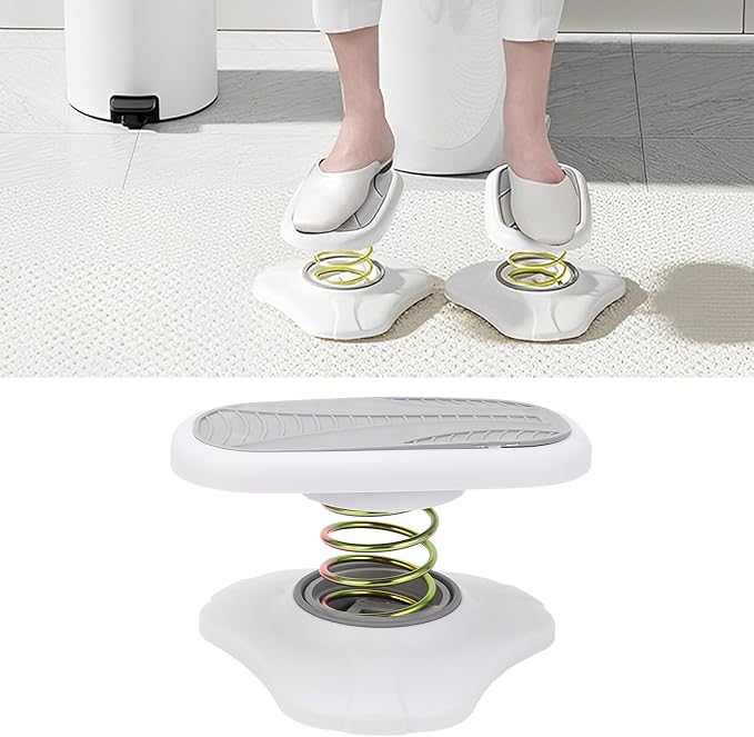 Spring Foot Rest, Under Desk Anti Slip Foot Stool with Adjustable Height for Home Office and Toilet Use, Gray