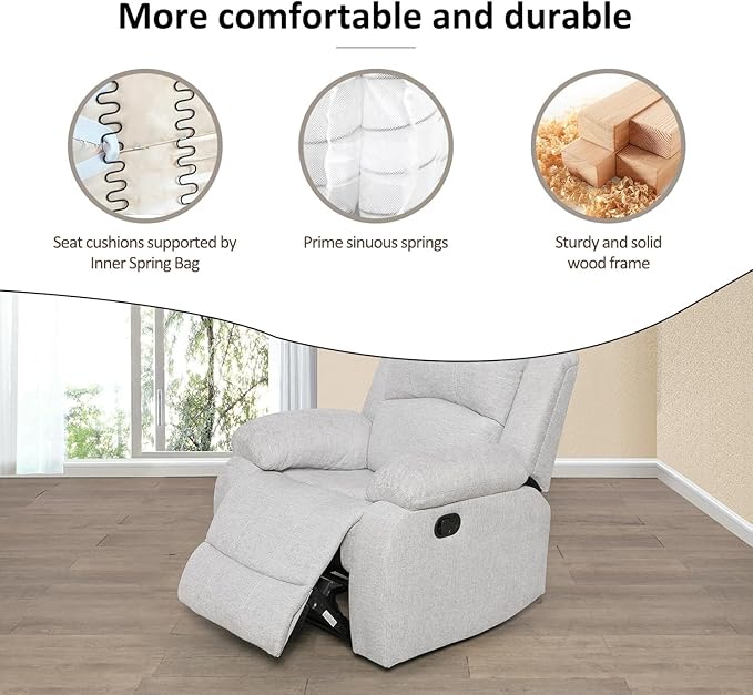AYCP Microfiber Living Room Furniture Set Reclining Sofa Set Loveseat Furniture Sets in Living Room Sofa Recliners (Chair, Grey)