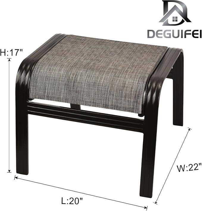 Deguifei Patio Outdoor Ottoman Footstools Assembled Aluminum Footrest Side Table Small Chairs Patio Ottoman 2 Set Brown