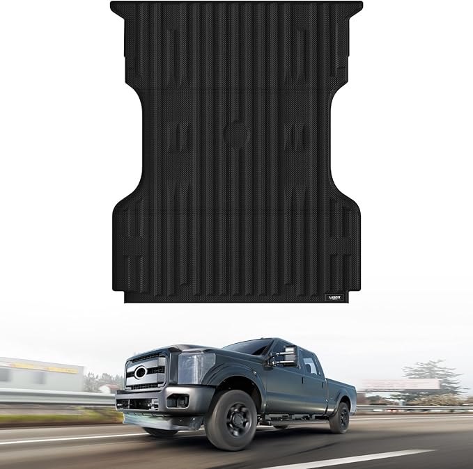 LASFIT Truck Bed Mat for 2009-2016 Ford F250 F350 F450 6.75ft Super Duty 81.9'' Bed Liner(Not fit with Drop-in Bed Liner), TPE 100% All Weather Car Bed Mat for F-250 F-350 F-450,1PCS Black