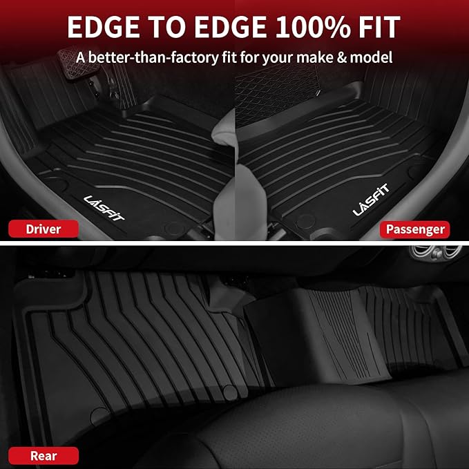 LASFIT Floor Mats & Cargo Mat for Mercedes Benz GLC SUV 2026 2025 2024 2023 GLC300 / GLC43 AMG / GLC63 AMG S E (Not for Coupe & PHEV (350e)), All Weather TPE Floor Liners & Trunk Mat