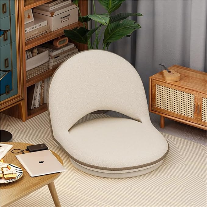 Folding Swivel Tatami Floor Chair with Back Support, Comfortable Meditation Chair, Lazy Sofa for Bedroom, Floor Seat, Floor Cushions for Adults(Khaki)