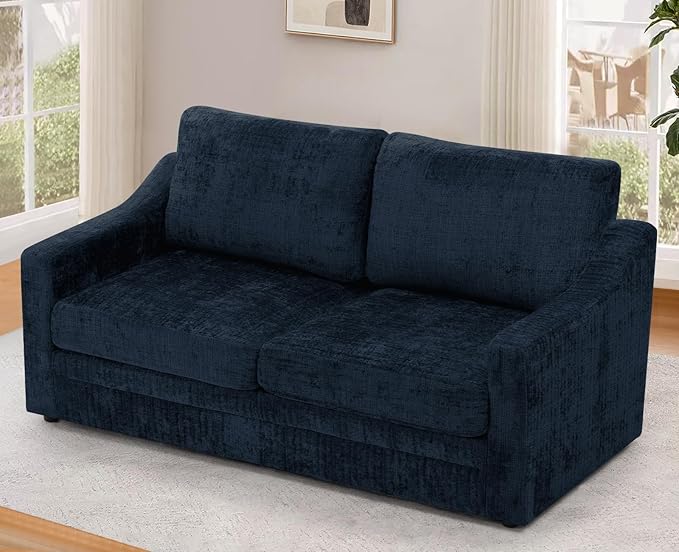 ACMEASE 67” Chenille 2-Seat Sofa w/Comfortable Back Cushions, Modern Love Seat w/Deep Seat Space, Upholstered 2 Seater Couch w/High Resiliency Foam for Living Room, Office Blue