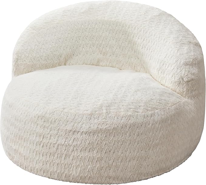 Hobestluk Bean Bag Chair Giant Bean Bag Chairs for Adults Big Bean Bag Chair with Memory Foam Filler Adults Large Beanbag with Faux Fur Cover for Bedroom (Chevron White,Large)
