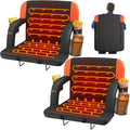 HOPERAN Dual-Sided Heated Stadium Seats for Bleachers with Back Support, 3 Levels Heating Bleacher Seats with Backs and Cushion Wide, 5 Pockets Portable Stadium Chair for Outdoor Sports (Orange)