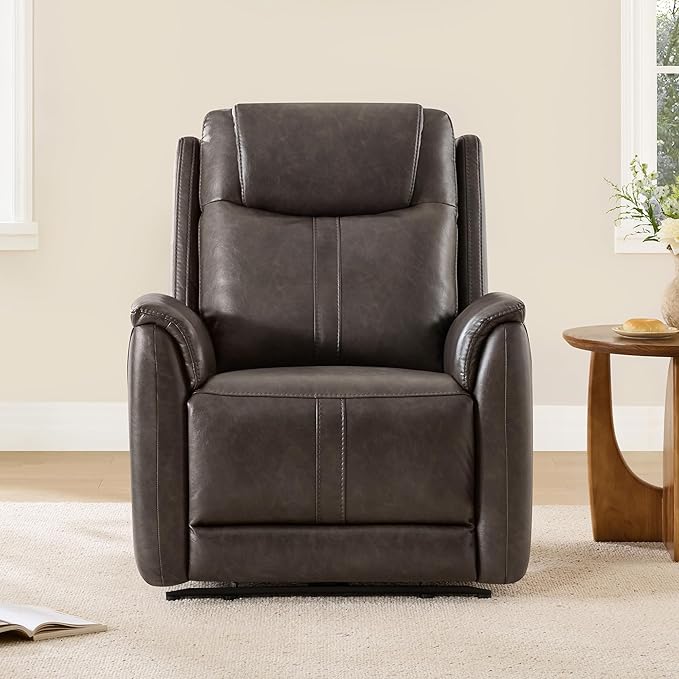 CHITA Power Recliner Chairs for Adults, Electric Leather Super Zero Gravity Recliner with USB & Type-C Charging Ports for Living Room, Bedroom & Home Theater Relaxation, Faux Leather in Chocolate