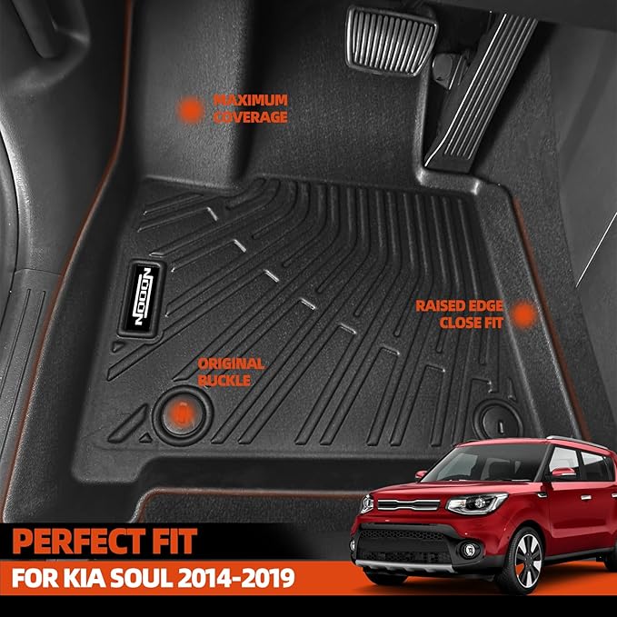 All Weather Floor Mats Fit for Kia Soul 2014-2019 Floor Mats & Trunk Mat & Backrest Mat Replacement for Kia Soul Accessories Anti-Slip Floor Liner