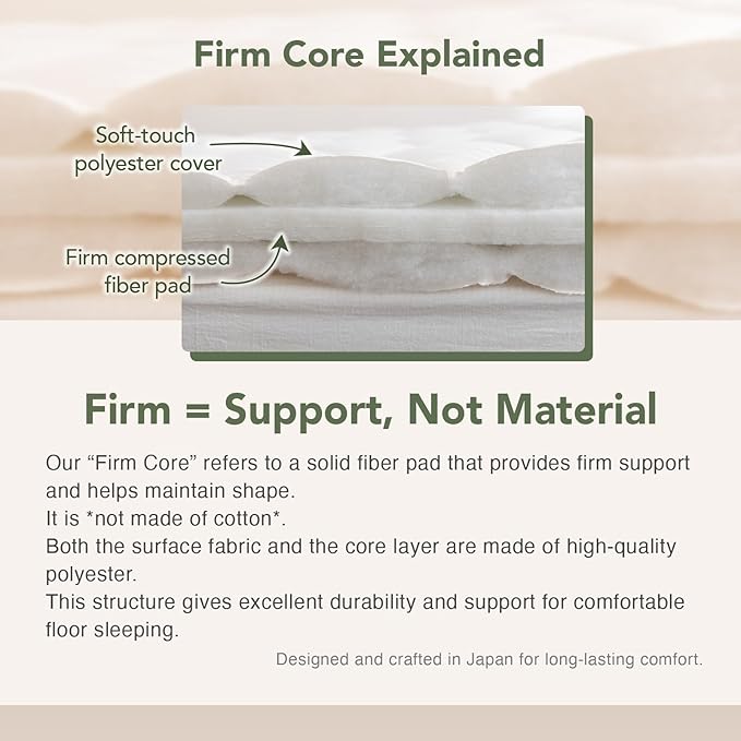 MORIRIN Japanese Futon Floor Mattress, Firm-Core SHIKIBUTON, Made in Japan, Twin XL