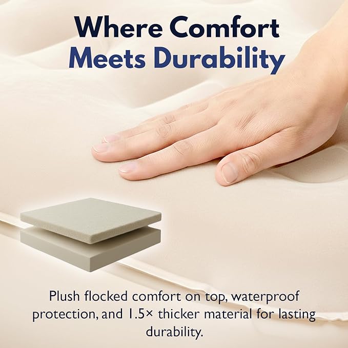 King Koil Luxury Queen Size Air Mattress with Built-in High-Speed Pump Best for Home, Camping, Guests, 13" Queen Size Luxury Double Airbed Adjustable Blow Up Mattress, Waterproof, 1-Year Warranty